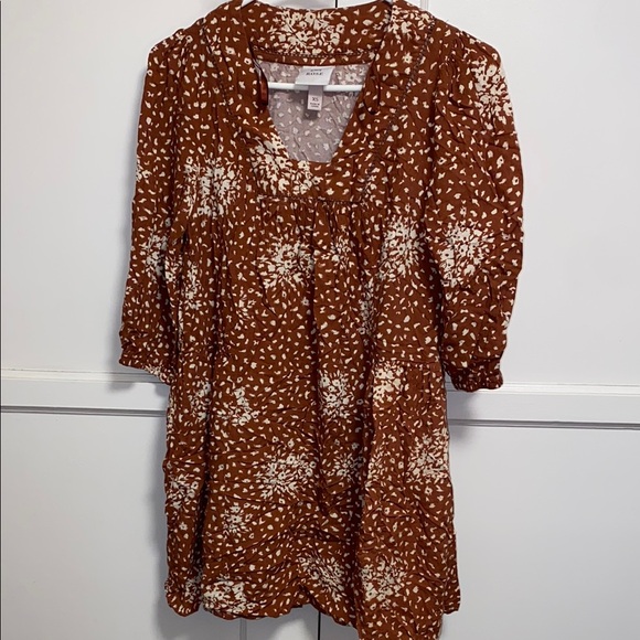 Knox Rose XS Loft Brown White Patterned Blouse - Picture 2 of 14